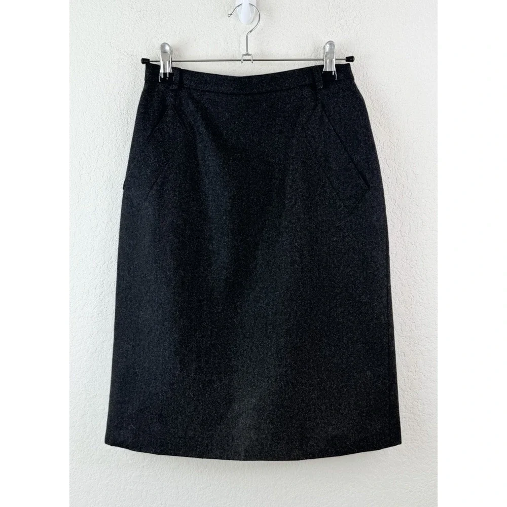 MaxMara Pencil Skirt Wool Cashmere US‎ 2 EU 32 Charcoal Designer Made in Italy